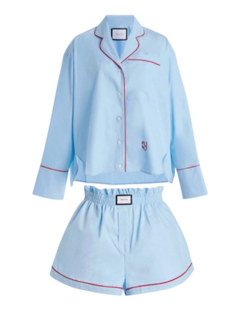 Yaitte x Moda Operandi Light Blue Piped Pajama Set with Contrast Trim
